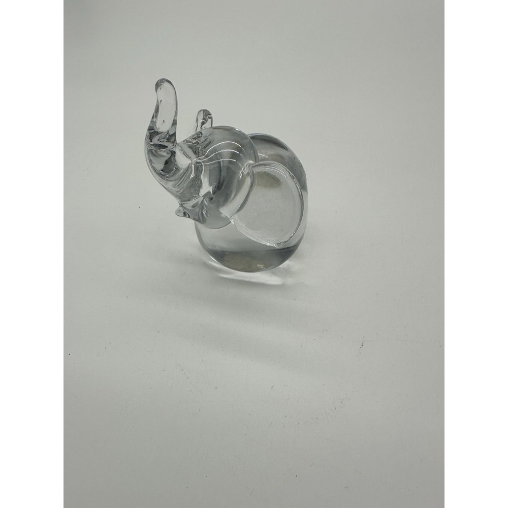 Unbranded‎ Elephant Figurine Lead Crystal Trunk Up Clear 3 Inch